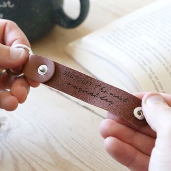 Personalised Hidden Message Leather Strap Keyring, 4 of 6