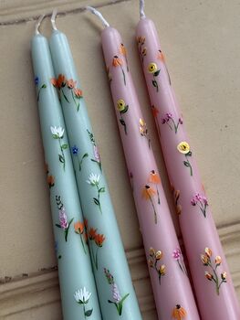 Hand Painted Bright Summer Floral Candles, 4 of 5