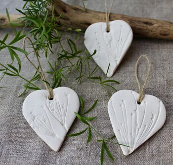 Botanical Impressed Ceramic Hearts, 3 of 7