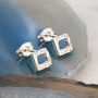 Battered Square Silver Stud Earrings, thumbnail 1 of 5
