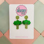 Small Broccoli Green Glitter Resin Earrings, thumbnail 1 of 5