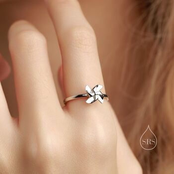 Sterling Silver Rotatable Pinwheel Ring, 2 of 11