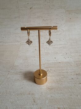 Gold Plated Dangle Clover Flower Earrings, 5 of 5