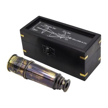 Personalised 17 Inch Gunmetal Telescope With Wood Box, 7 of 11