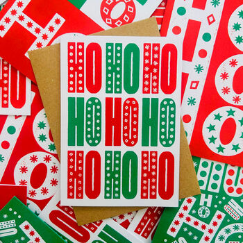 Pack Of Four Christmas Cards Ho Ho Ho, 3 of 7