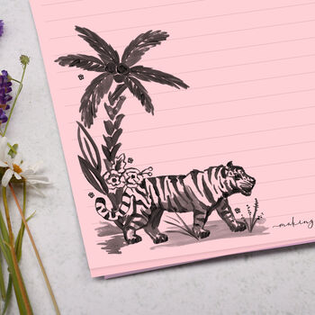 A4 Pink Letter Writing Paper With Tropical Tiger Design, 2 of 4