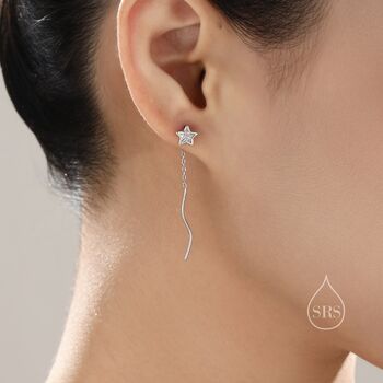 Star Bezel Cz Crystal Threader Earrings, 4 of 9