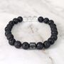 Men's Clear Quartz And Lava Bead April Birthstone Bracelet, thumbnail 4 of 10