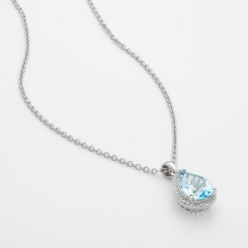 Blue Topaz 925 Sterling Silver Pear Drop Necklace, 4 of 5