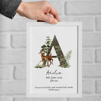 Personalised Woodland Baby Birth Print, 5 of 7