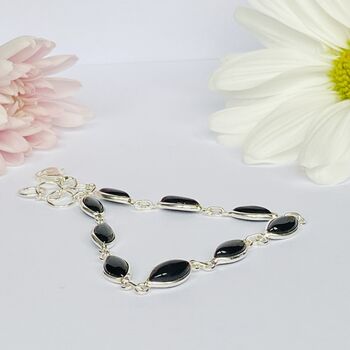 Solid Silver Bracelets With Black Onyx Gemstones, 3 of 4