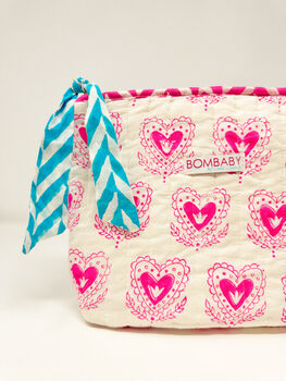 Handmade Quilted Make Up Bag | Pink Hearts, 3 of 4