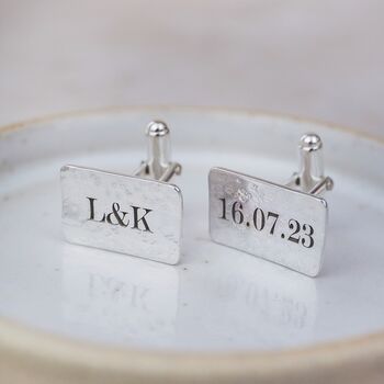 Sterling Silver Personalised Initial Cufflinks, 2 of 3