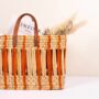 Decorative Reed Storage Basket, Orange Stripe, thumbnail 7 of 9