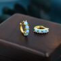 Sterling Silver Blue Opal Huggie Hoops, thumbnail 2 of 10