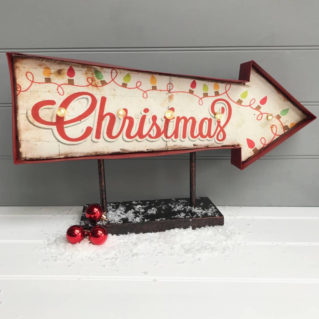 Vintage Light Up Christmas Sign By Pink Pineapple Home & Gifts