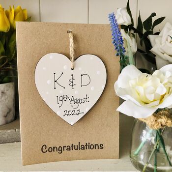 Personalised Wedding Heart Wooden Keepsake Card, 2 of 4
