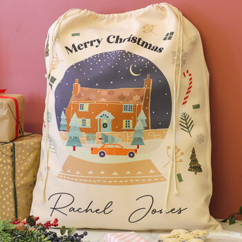 Personalised Snow Globe Christmas Santa Sack Gift, 3 of 6