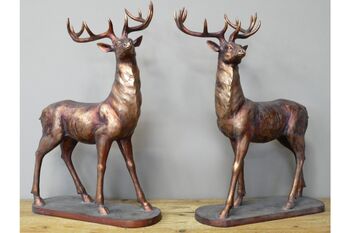 Bronzed Magnificent Stag Figurine Pair – 50cm Statues Ornaments, 3 of 4