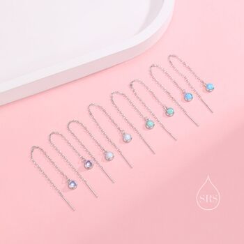 Tiny Green Opal Coin Ear Threader Earrings, 5 of 10