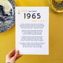 Personalised 60th Birthday Gift Print Poem Of 1965, thumbnail 3 of 5