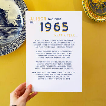 Personalised 60th Birthday Gift Print Poem Of 1965, 3 of 5