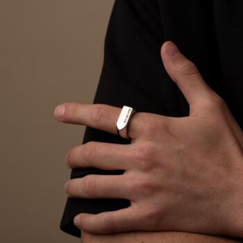 Personalised Irregular Silver Unisex Signet Ring, 6 of 11