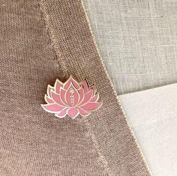 Lotus Flower Pink Or White Unalome Enamel Pin, 2 of 12