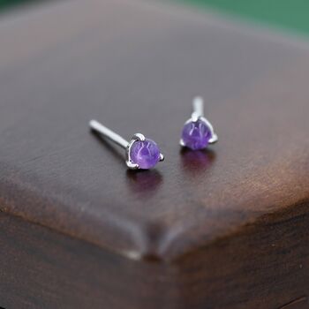 Natural Purple Amethyst Stud Earrings, 4 of 10