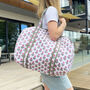 Quilted Cotton Pink Flower Print Duffle Bag, thumbnail 1 of 5