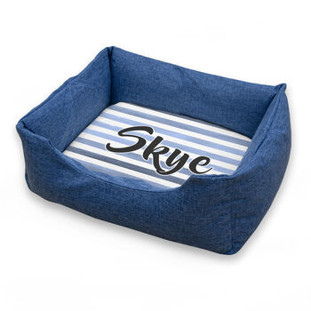 Personalised Luxury Blue Comfort Dog Bed, 12 of 12