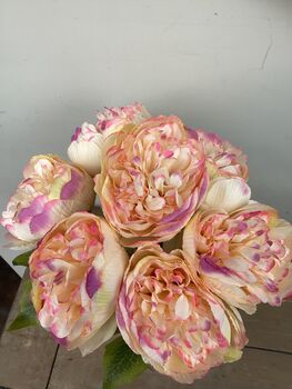 Pink Peony Artificial Silk Flower Arrangement Mothers Day Gift, 2 of 6