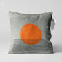 Orange Sun And Black Lines On Grey Cushion Cover, thumbnail 1 of 7