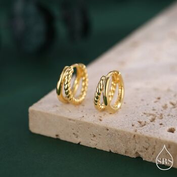 Sterling Silver Single Piercing Double Hoop Earrings, 2 of 10