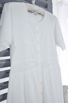 Women's White Cotton Alexandra Personalised Nightdress, 2 of 3