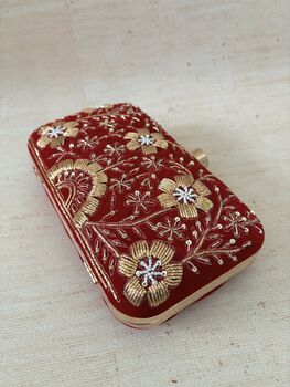 Indian Red Rectangular Clutch Bag, 6 of 10