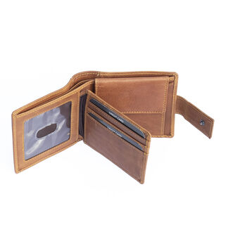 Personalised Men's Oiled Leather Wallet Rfid Cognac Brown, 7 of 8