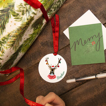 Personalised Christmas Reindeer Reusable Gift Tag, 2 of 10