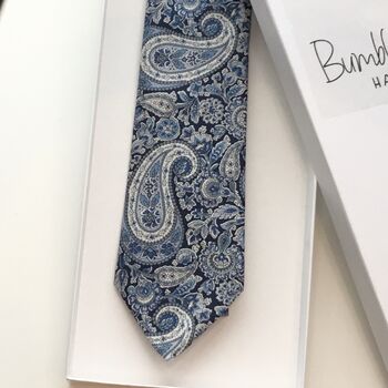 Liberty Tie/Pocket Square/Cuff Link In Blue Paisley, 4 of 5