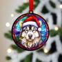 Alaskan Malamute In Santa Hat Suncatcher Decoration, thumbnail 1 of 6