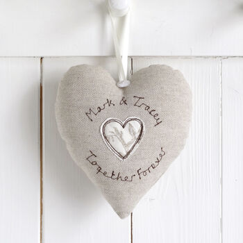 Personalised Linen 4th Wedding Anniversary Heart Gift, 5 of 10