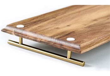 Wooden Serving Platters Tray With Metal Handles, 6 of 7