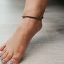 Sterling Silver Black Bead Simple Chain Anklet, thumbnail 2 of 3
