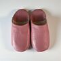Handmade Moroccan Pink Leather Babouche Slippers, thumbnail 3 of 5