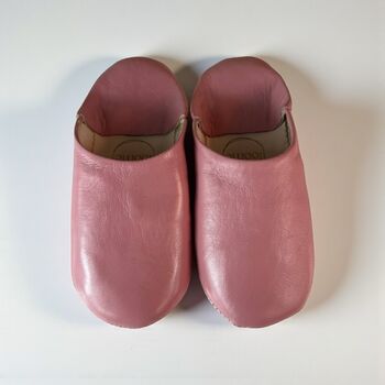 Handmade Moroccan Pink Leather Babouche Slippers, 3 of 5