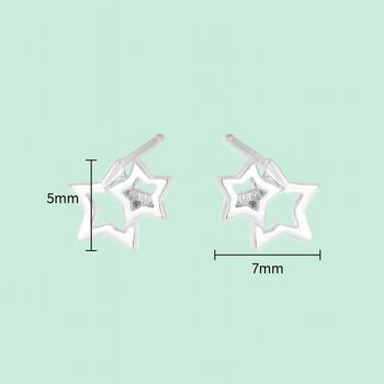Sterling Silver Linked Stars Stud Earrings, 7 of 9