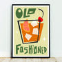 Old Fashioned Print, Cocktail Illustration Art, thumbnail 1 of 6
