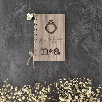 Personalised Wooden Engagement Card Modern Initials, 9 of 11