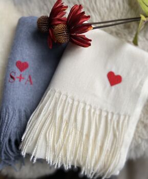Embroidery Heart Initials Scarf With A Gift Box, 3 of 7