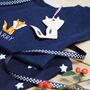 Personalised Embroidered Christmas Nordic Fox Pyjamas, thumbnail 8 of 9